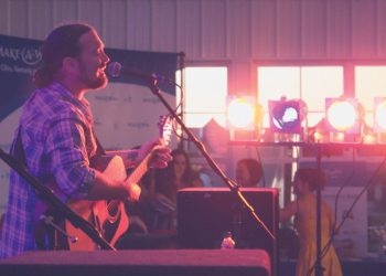 Andy Brasher playing music at Boilin at the Boro