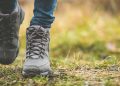 Closeup of hiking boots