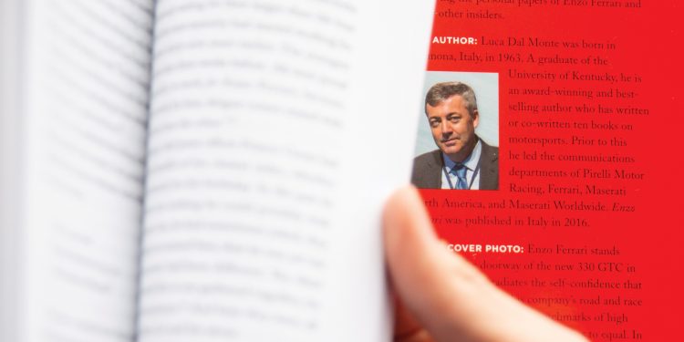 Closeup of Luca Dal Monte's portrait inside book cover