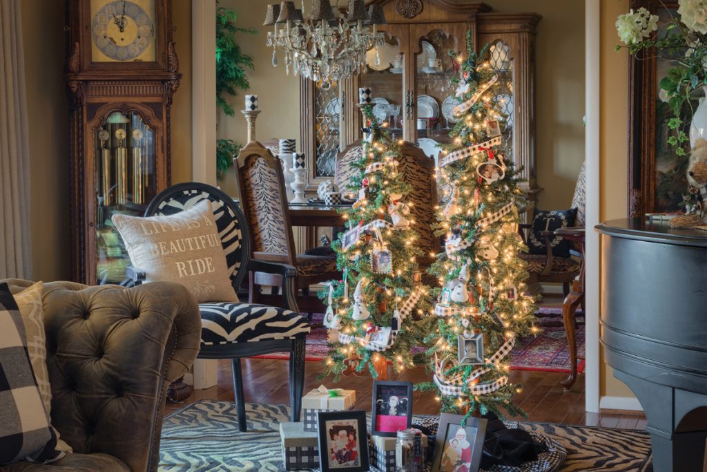 Interior of home decorated for Christmas