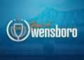 Best of Owensboro Living 2019 Logo with Blue Bridge in Background