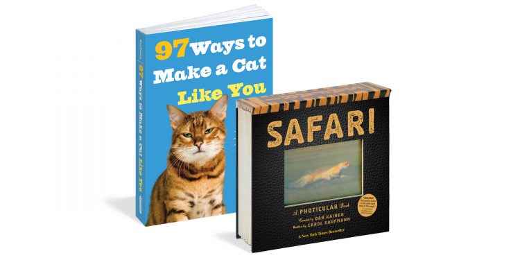 Book covers of "97 Ways to Make a Cat Like You" and "Safari"