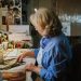 Artist Rhonda McEnroe working in her studio