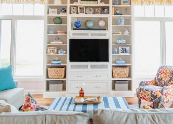 Colorful living room of featured home on Pantle Point in Owensboro