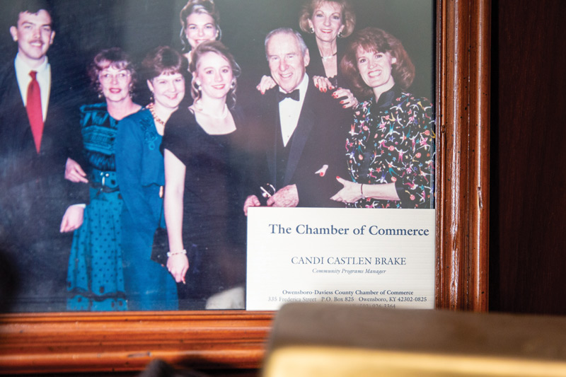 Candance Brake, president and CEO of Greater Owensboro Chamber of Commerce, keeps her fist business card on display.