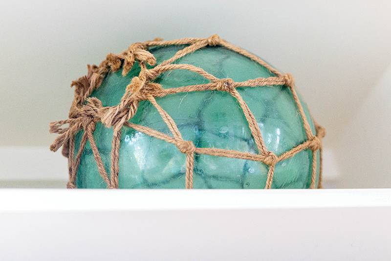 vintage blown glass netted Japanese fishing buoy