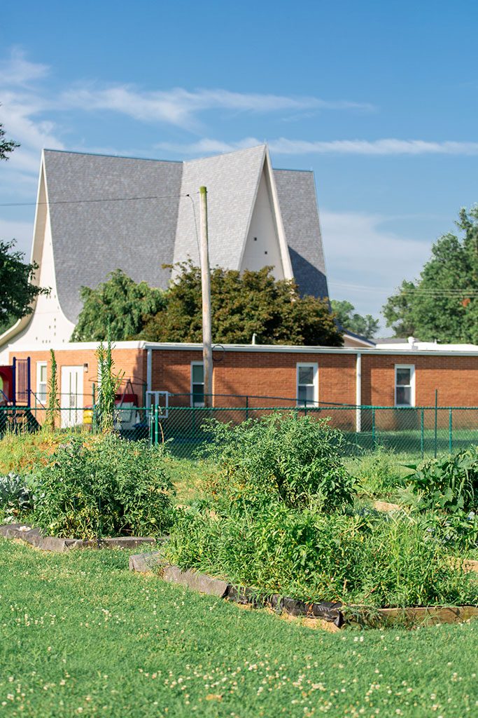 The garden grows taller and taller throughout the summer as members of the community take care of the plants.