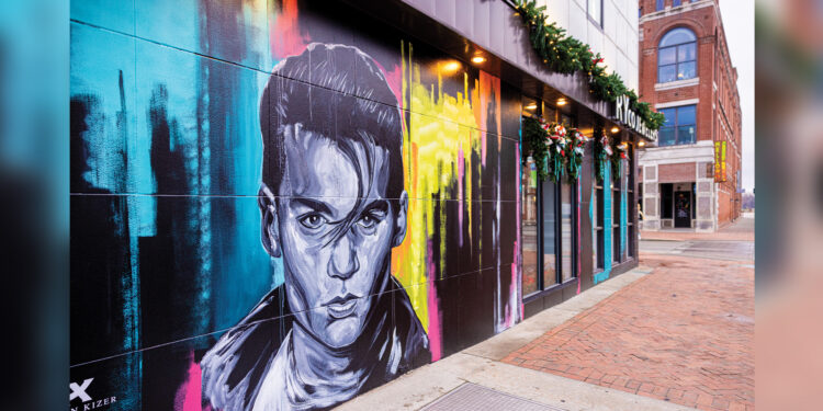OWENSBORO, KY - Downtown Mural of Johnny Depp’s title character from Cry-Baby painted by Owensboro Artist Aaron Kizer // Photo by Jamie Plain